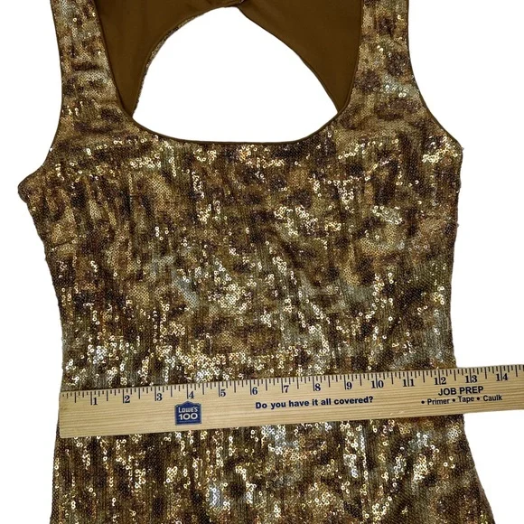 Cache Gold Sequin Cheetah Backless Mini Dress sz 2 - Picture 8 of 8